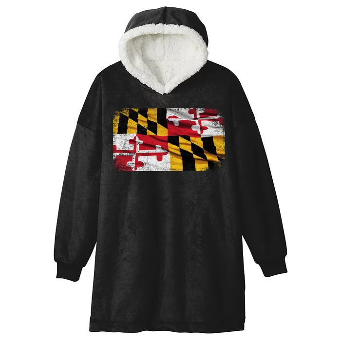 Vintage Maryland Flag Hooded Wearable Blanket