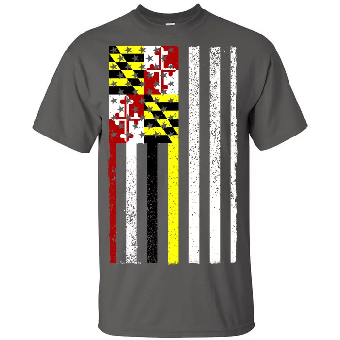 Vintage Maryland State American Flag Tall T-Shirt