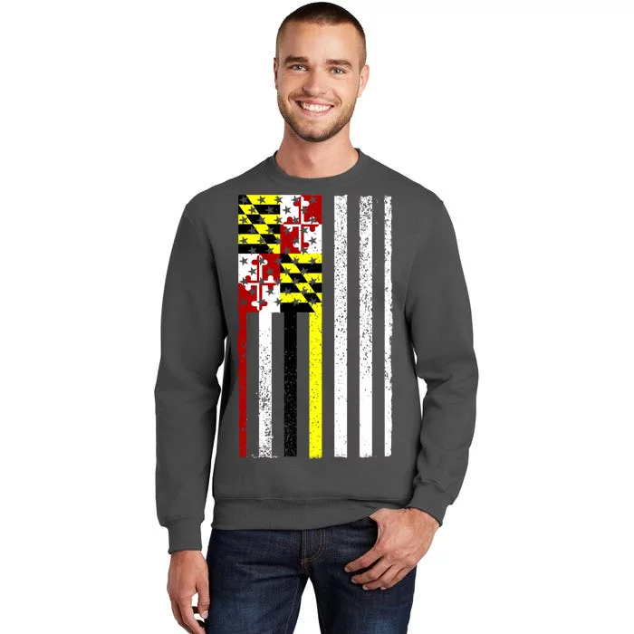 Vintage Maryland State American Flag Tall Sweatshirt