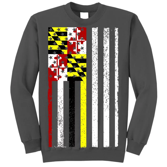 Vintage Maryland State American Flag Tall Sweatshirt