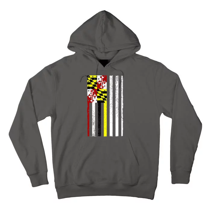 Vintage Maryland State American Flag Tall Hoodie