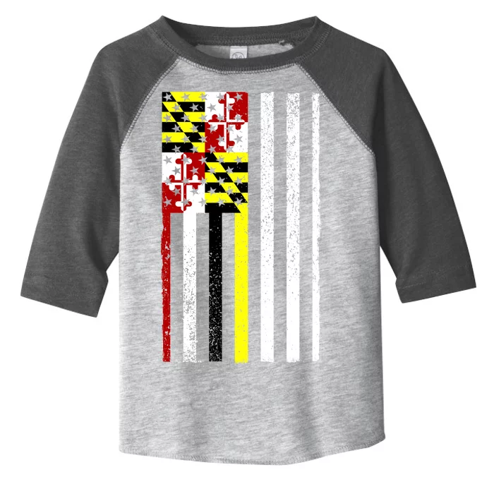 Vintage Maryland State American Flag Toddler Fine Jersey T-Shirt