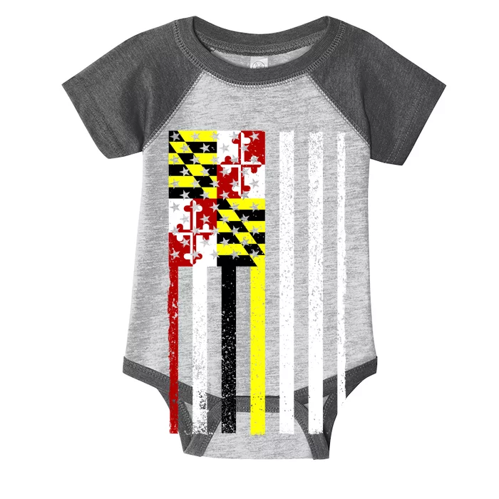 Vintage Maryland State American Flag Infant Baby Jersey Bodysuit