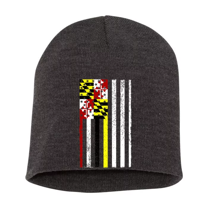 Vintage Maryland State American Flag Short Acrylic Beanie