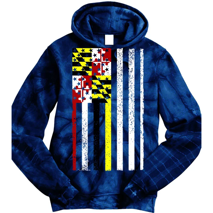 Vintage Maryland State American Flag Tie Dye Hoodie