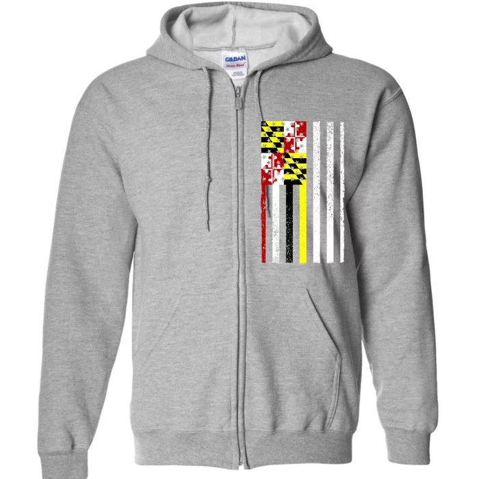 Vintage Maryland State American Flag Full Zip Hoodie