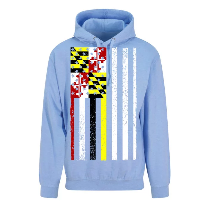 Vintage Maryland State American Flag Unisex Surf Hoodie