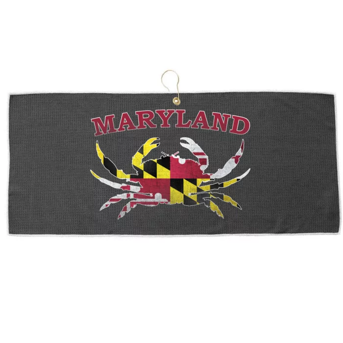 Vintage Maryland State Blue Crab Pride Flag Large Microfiber Waffle Golf Towel