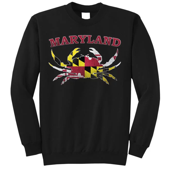 Vintage Maryland State Blue Crab Pride Flag Tall Sweatshirt