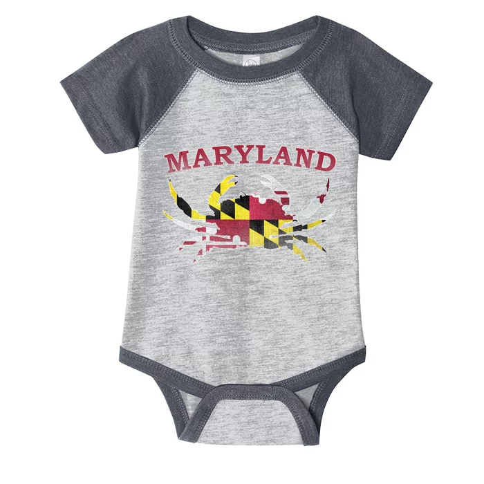 Vintage Maryland State Blue Crab Pride Flag Infant Baby Jersey Bodysuit