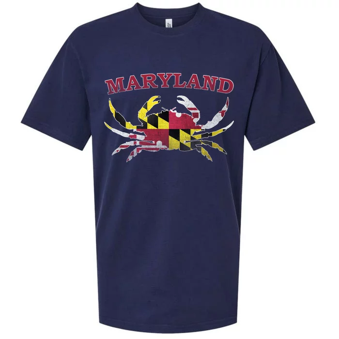 Vintage Maryland State Blue Crab Pride Flag Sueded Cloud Jersey T-Shirt