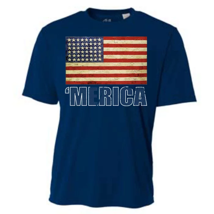 Vintage Merica Flag Cooling Performance Crew T-Shirt