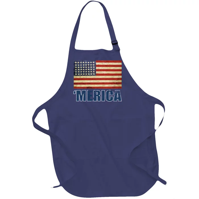 Vintage Merica Flag Full-Length Apron With Pocket