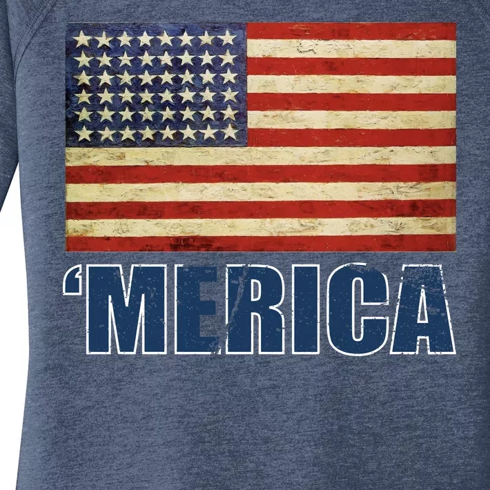 Vintage Merica Flag Women's Perfect Tri Tunic Long Sleeve Shirt