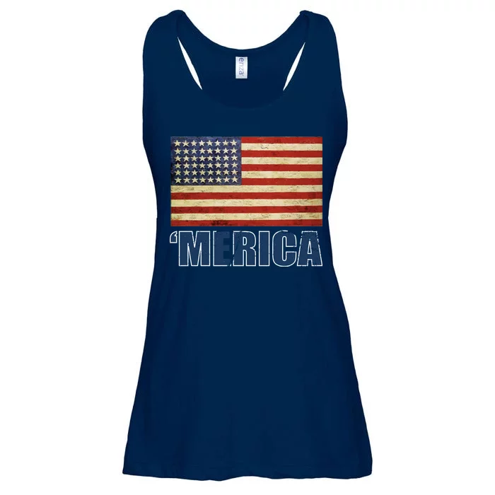 Vintage Merica Flag Ladies Essential Flowy Tank