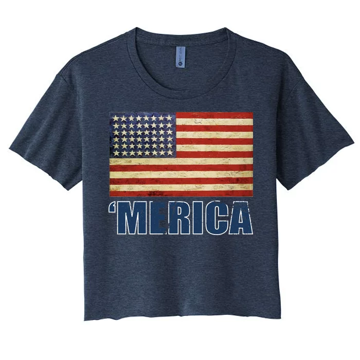 Vintage Merica Flag Women's Crop Top Tee