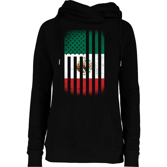 Vintage Mexican Flag Womens Funnel Neck Pullover Hood