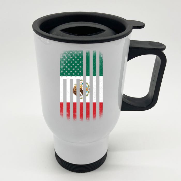 Vintage Mexican Flag Front & Back Stainless Steel Travel Mug