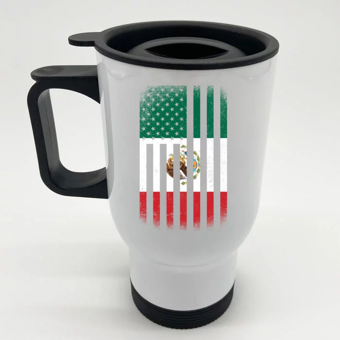 Vintage Mexican Flag Front & Back Stainless Steel Travel Mug