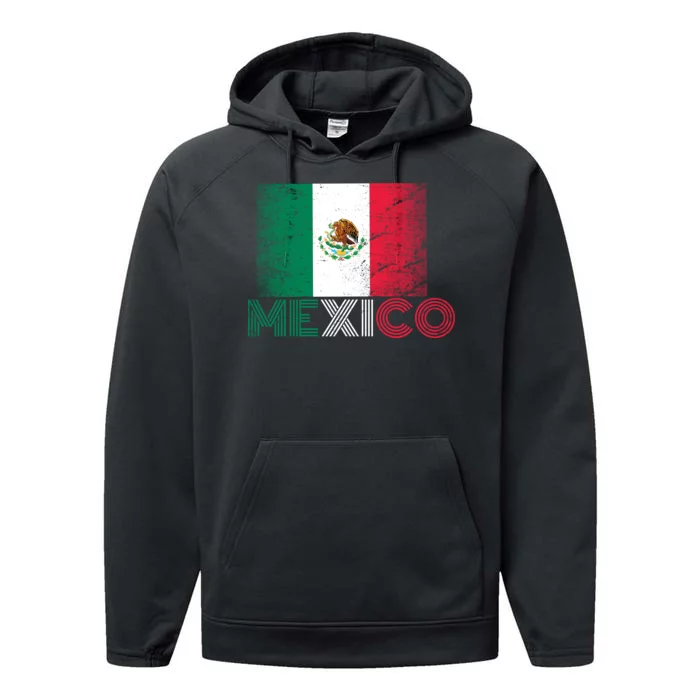 Vintage Mexico Distress Logo Flag Performance Fleece Hoodie