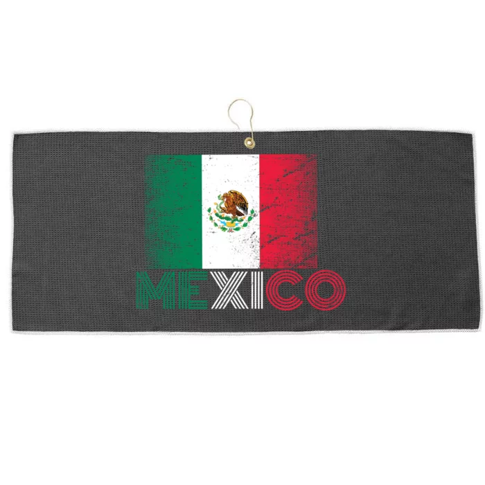 Vintage Mexico Distress Logo Flag Large Microfiber Waffle Golf Towel