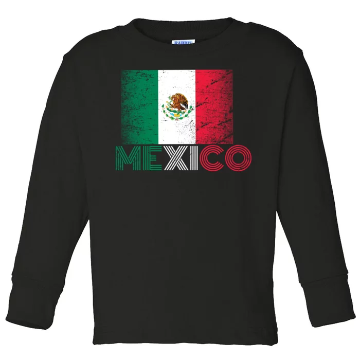 Vintage Mexico Distress Logo Flag Toddler Long Sleeve Shirt