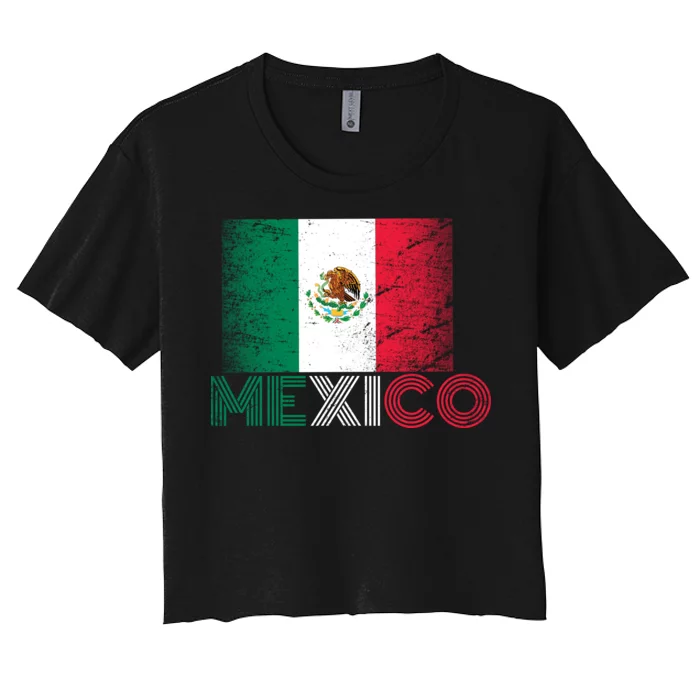 Vintage Mexico Distress Logo Flag Women's Crop Top Tee