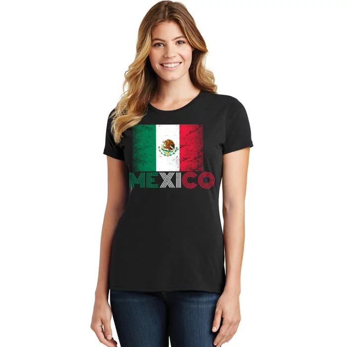 Vintage Mexico Distress Logo Flag Women's T-Shirt