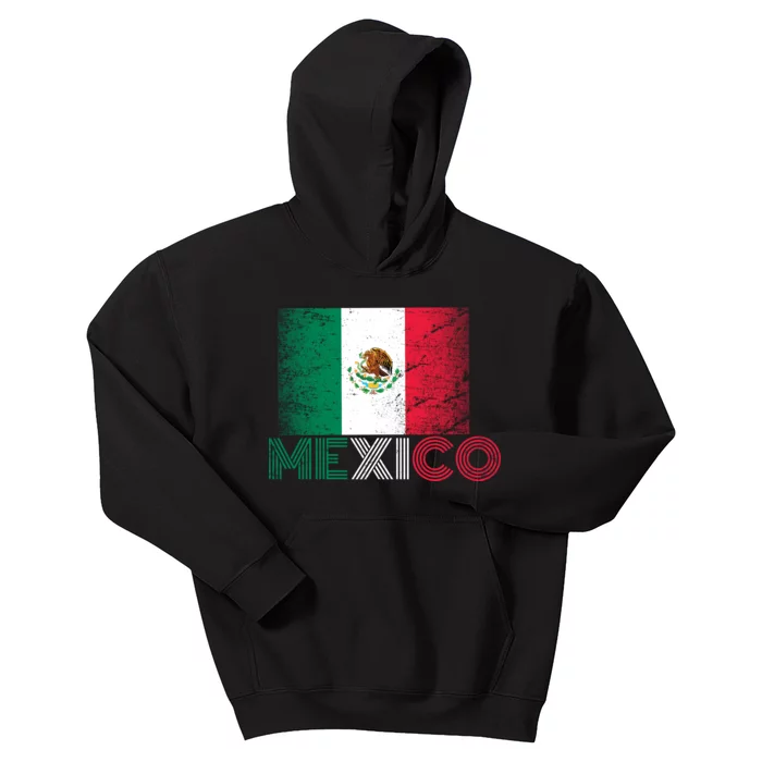 Vintage Mexico Distress Logo Flag Kids Hoodie