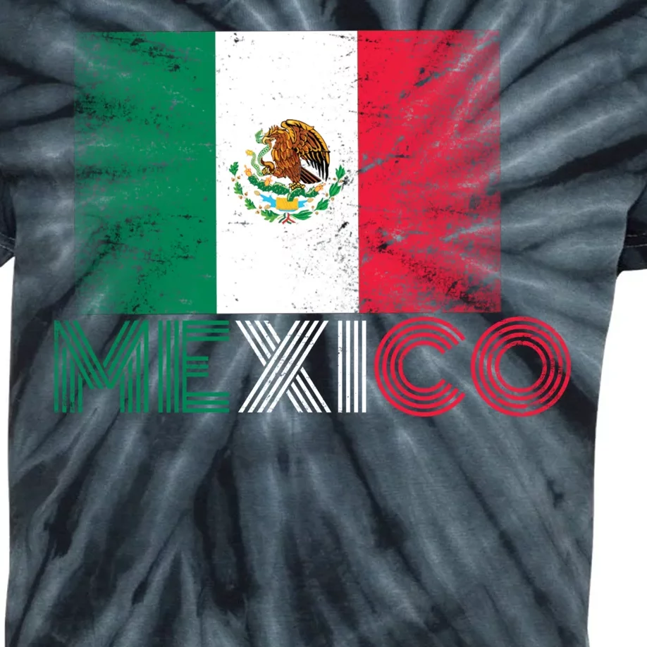 Vintage Mexico Distress Logo Flag Kids Tie-Dye T-Shirt