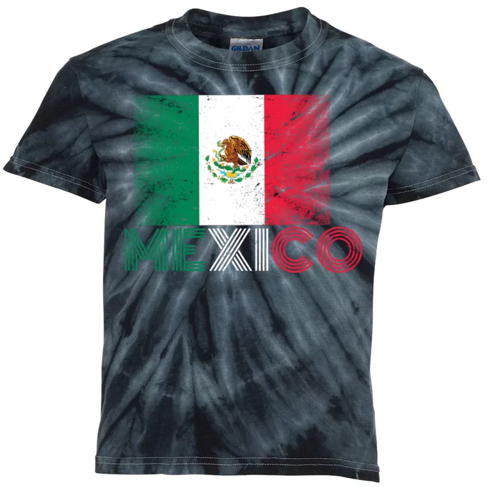 Vintage Mexico Distress Logo Flag Kids Tie-Dye T-Shirt