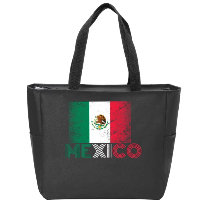 Vintage Mexico Distress Logo Flag Zip Tote Bag