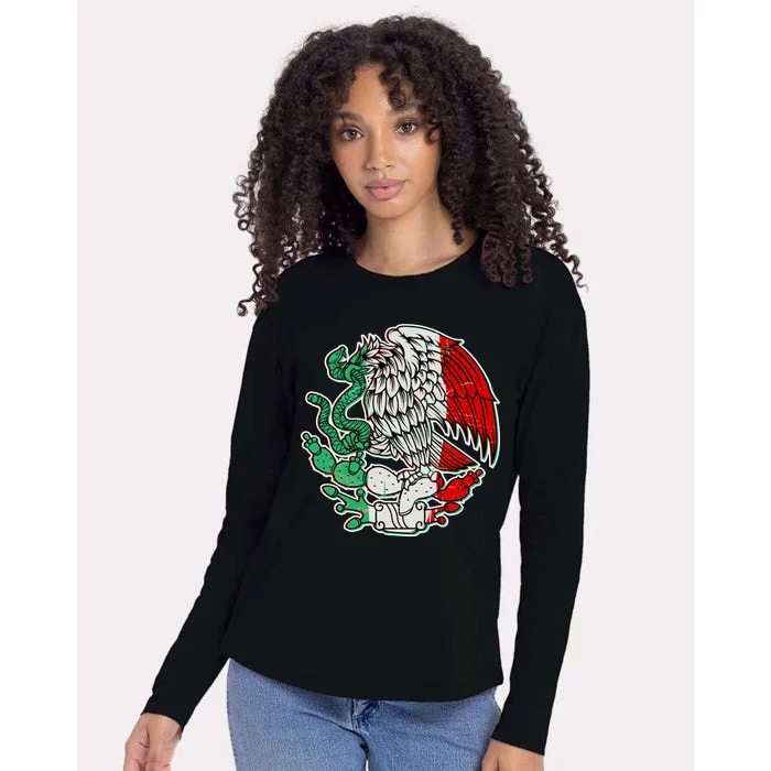 Vintage Mexico Eagle Symbol Womens Cotton Relaxed Long Sleeve T-Shirt