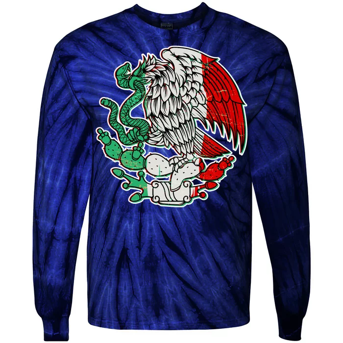 Vintage Mexico Eagle Symbol Tie-Dye Long Sleeve Shirt