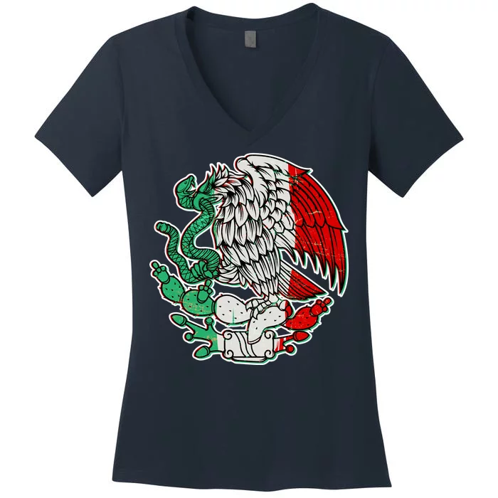 Vintage Mexico Eagle Symbol Women's V-Neck T-Shirt