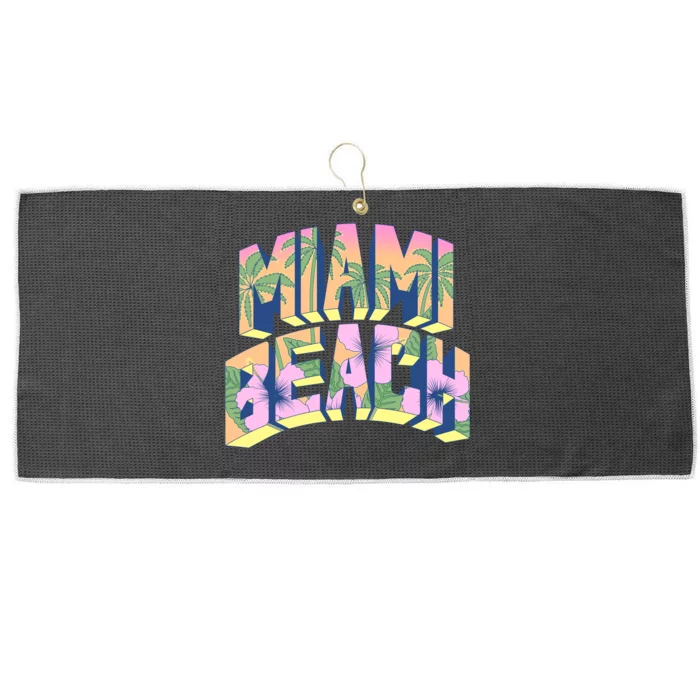 Vintage Miami Beach Large Microfiber Waffle Golf Towel