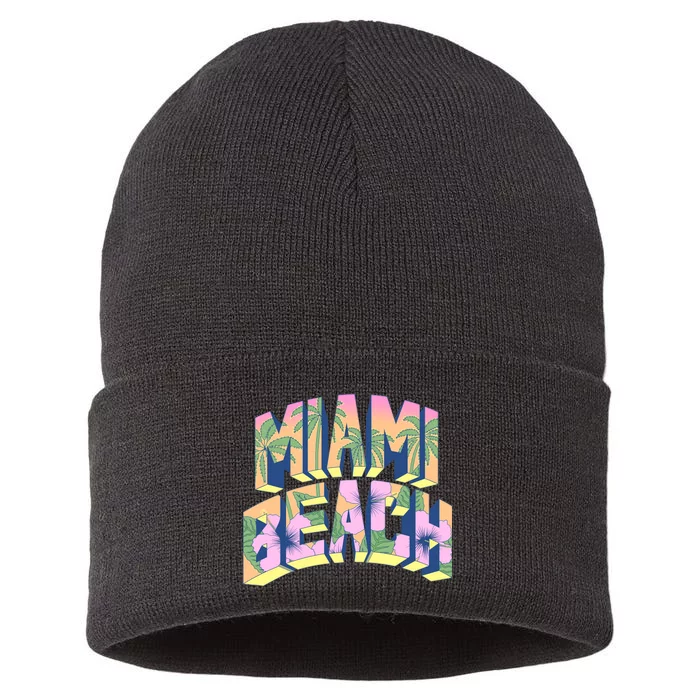 Vintage Miami Beach Sustainable Knit Beanie