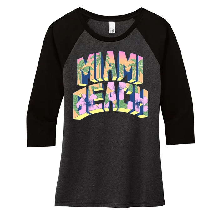 Vintage Miami Beach Women's Tri-Blend 3/4-Sleeve Raglan Shirt