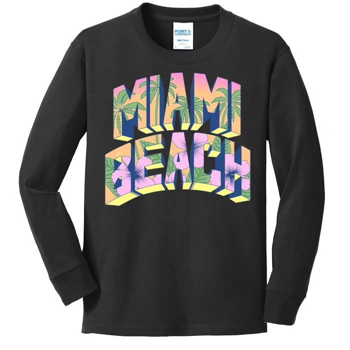 Vintage Miami Beach Kids Long Sleeve Shirt