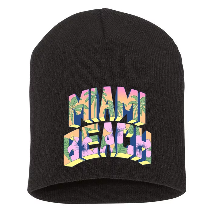 Vintage Miami Beach Short Acrylic Beanie