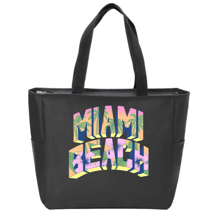 Vintage Miami Beach Zip Tote Bag