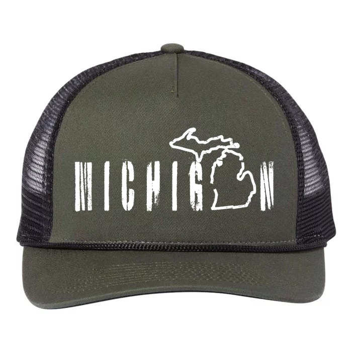 Vintage Michigan Mitten Retro Rope Trucker Hat Cap