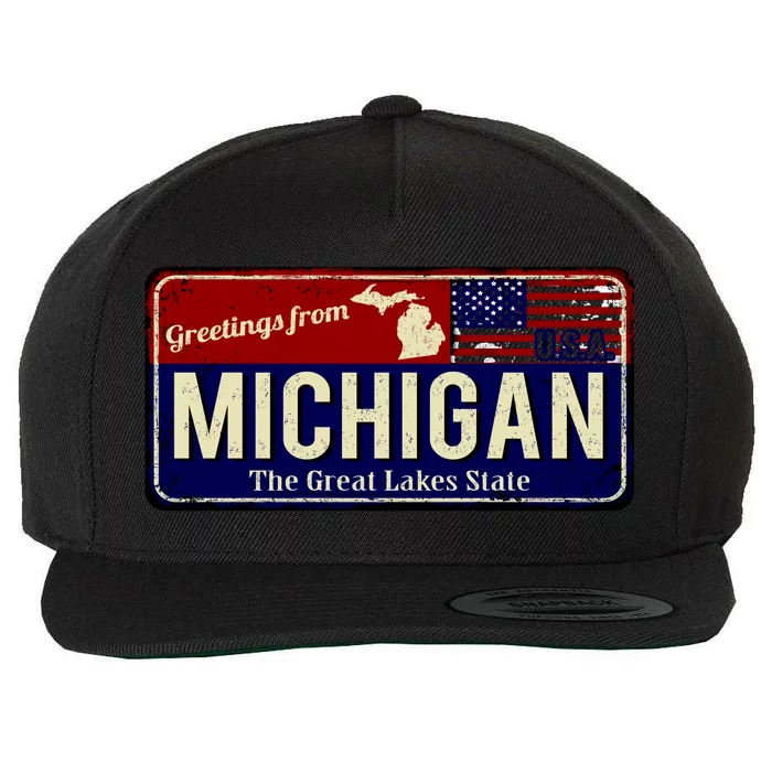 Vintage Michigan Sign Wool Snapback Cap