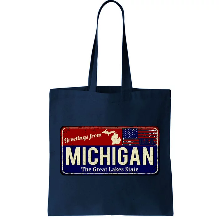 Vintage Michigan Sign Tote Bag