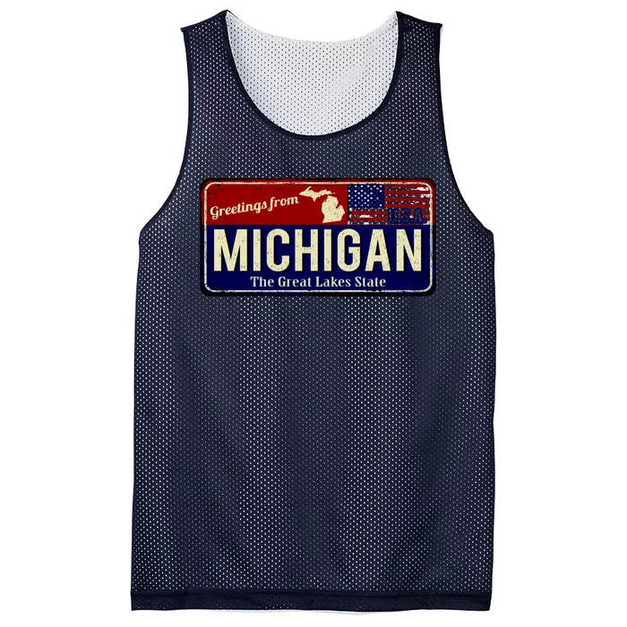 Vintage Michigan Sign Mesh Reversible Basketball Jersey Tank