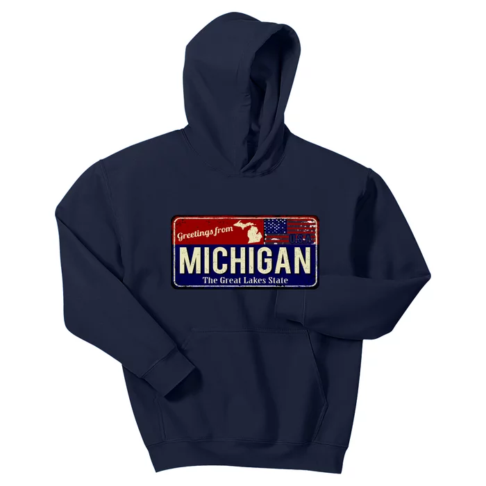 Vintage Michigan Sign Kids Hoodie