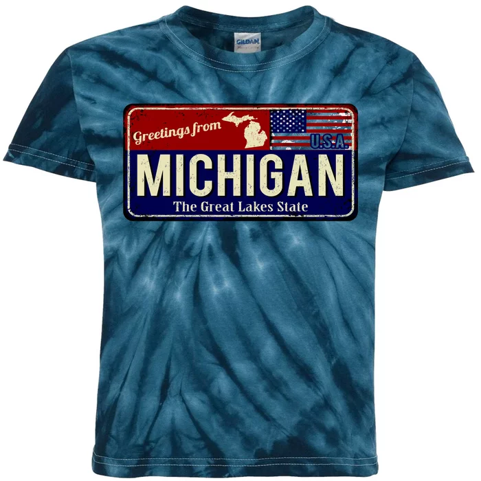 Vintage Michigan Sign Kids Tie-Dye T-Shirt