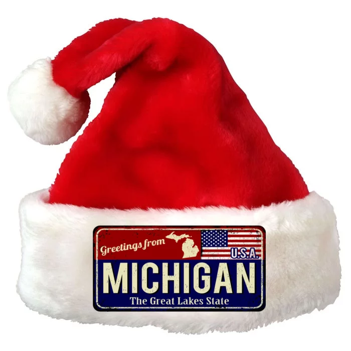 Vintage Michigan Sign Premium Christmas Santa Hat