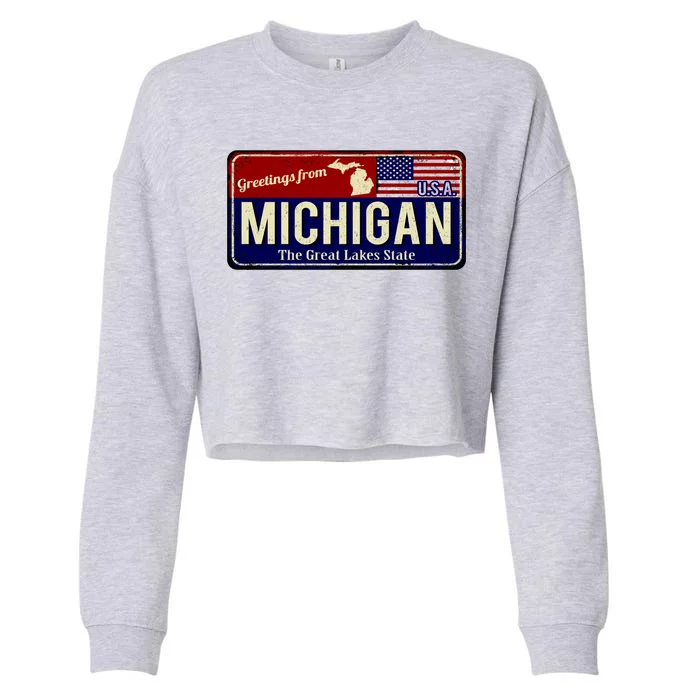 Vintage Michigan Sign Cropped Pullover Crew