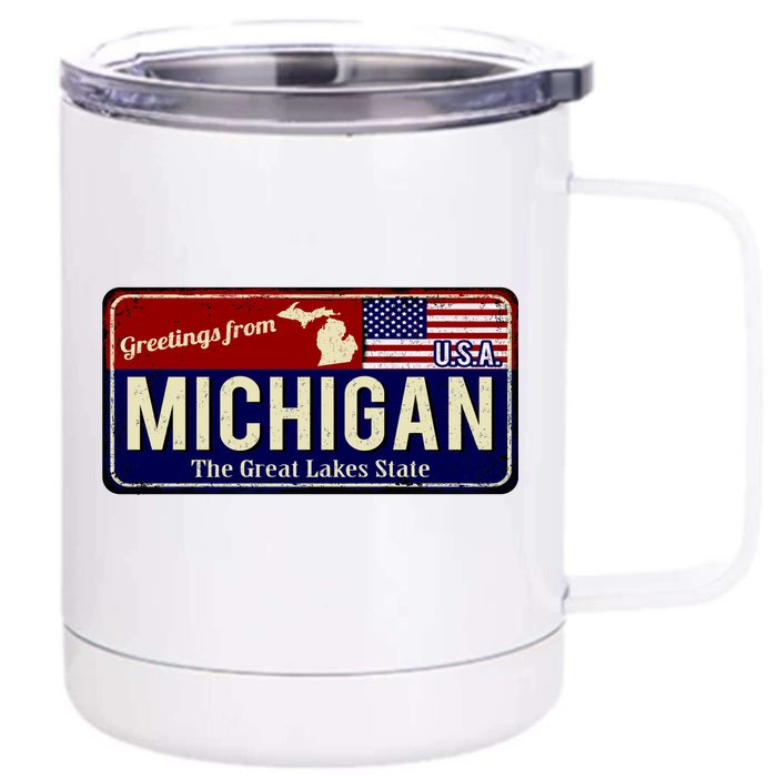 Vintage Michigan Sign Front & Back 12oz Stainless Steel Tumbler Cup